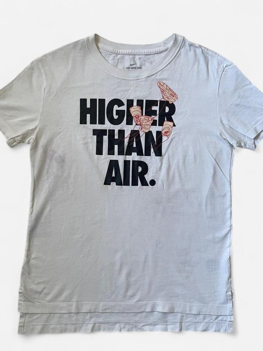 Small Nike white cotton tee with black "Higher Than Air" graphic #NikeTee